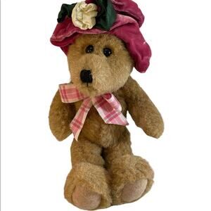 Boyd’s bear with pink velvet hat vintage Preowned